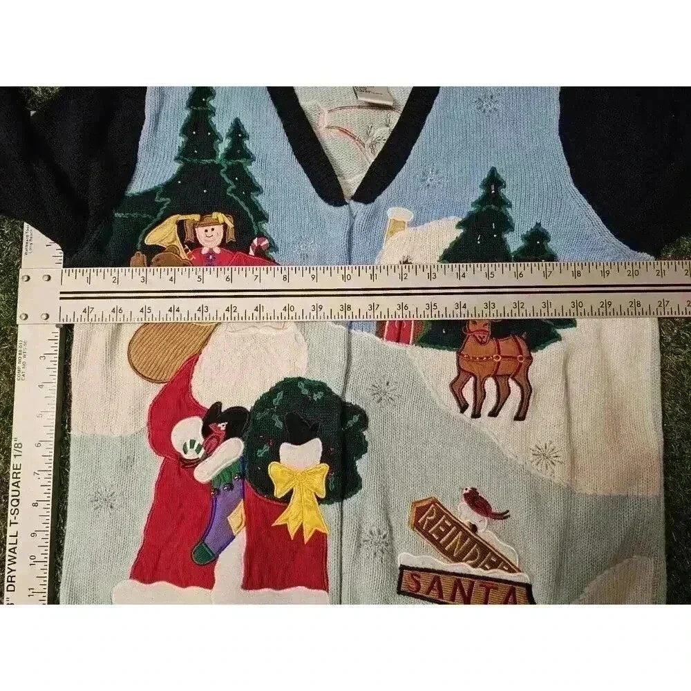 VINTAGE The Quacker Factory Cardigan Women Medium Sweater Embroidered V Neck - Picture 7 of 10